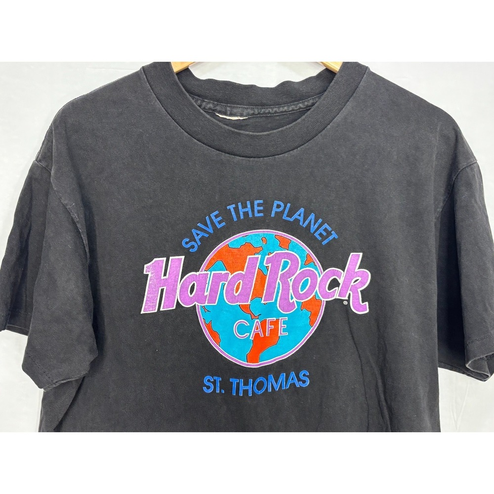 Hard Rock Cafe St. Thomas T-Shirt Mens Black Short Sleeve Medium Vintage 90s